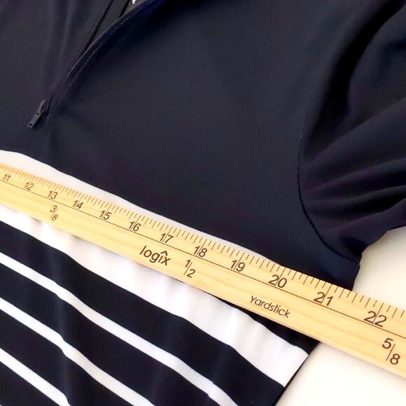 NEW Men's Levelwear Athletic Black w/White Striped Long Sleeve Zip Golf Shirt M - Picture 7 of 9